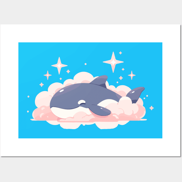 Cute Kawaii Baby Cloud Orca Wall Art by Kawaii Kingdom